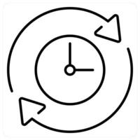 Time icon in black line color vector