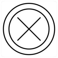 Cross icon concept in black line color vector