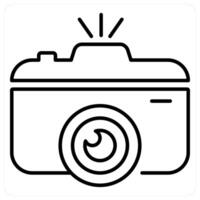 Camera and photo concept in black line color vector