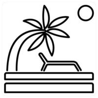 Beach concept in black line color vector