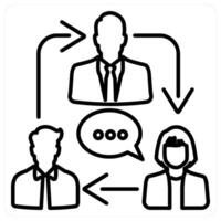 Business conversation icon concept in black line color vector