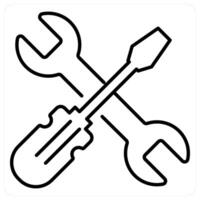 Repair Tools icon concept in black line color vector