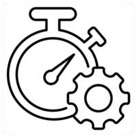Time management and clock icon concept in black line color vector