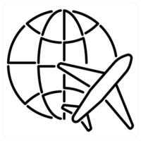 International Trip icon concept in black line color vector