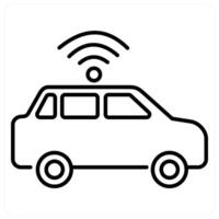 Autonomous Car icon concept in black line color vector