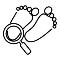 Footprint Search icon concept in black line color vector