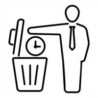 Waste Of Time icon concept in black line color vector
