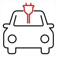 Electric Car concept in red bold line color vector
