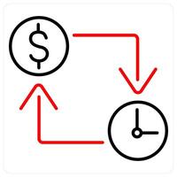 Time Is Money icon concept in red bold line color vector