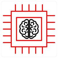 Artificial intelligence concept in red bold line color vector