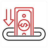 Deposit icon concept in red bold line color vector