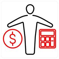 Accountant icon concept in red bold line color vector