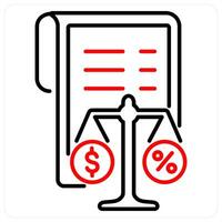 Balance Sheet icon concept in red bold line color vector