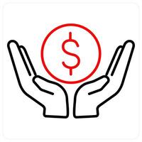Save Money icon concept in red bold line color vector