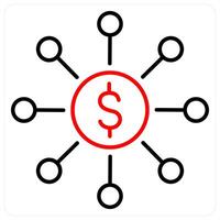 Money Management icon concept in red bold line color vector