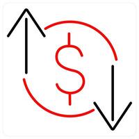Profit and Loss icon concept in red bold line color vector