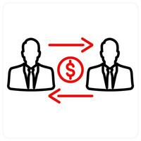 Money Transacation icon concept in red bold line color vector