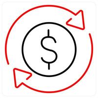 Money Flow icon concept in red bold line color vector