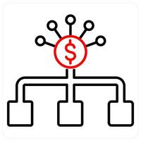 Budget icon concept in red bold line color vector