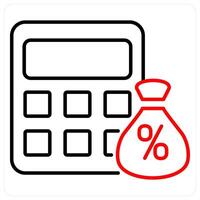 Tax Calcutator icon concept in red bold line color vector
