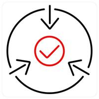 Implementation icon concept in red bold line color vector