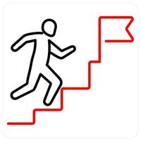 Steps icon concept in red bold line color vector