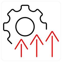 Improvement icon concept in red bold line color vector