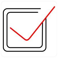 Check icon concept in red bold line color vector