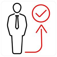 Act icon concept in red bold line color vector