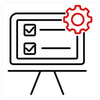 Action plan icon concept in red bold line color vector