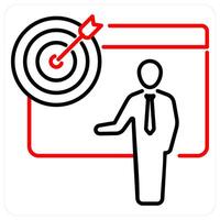 Objective icon concept in red bold line color vector