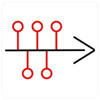 Timeline icon concept in red bold line color vector