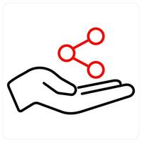 Share icon concept in red bold line color vector