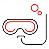 Snorkeling icon concept in red bold line color vector