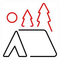 Camping icon concept in red bold line color vector