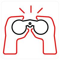 Binoculars icon concept in red bold line color vector
