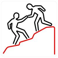 Mountain Climbing icon concept in red bold line color vector