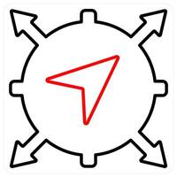 Navigation icon concept in red bold line color vector