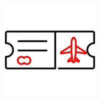 Boarding Pass icon concept in red bold line color vector