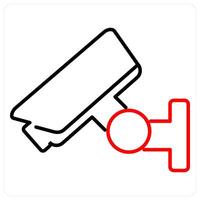 CCTV icon concept in red bold line color vector