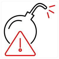 Bomb Threat icon concept in red bold line color vector