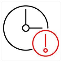 Delay icon concept in red bold line color vector