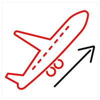 Takeoff icon concept in red bold line color vector