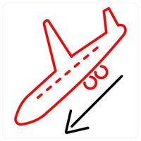 Landing icon concept in red bold line color vector