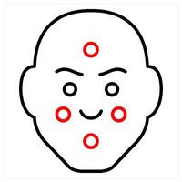 Dermatitis icon concept in red bold line color vector
