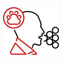 Pet Allergy icon concept in red bold line color vector