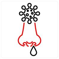Runny Nose icon concept in red bold line color vector