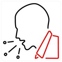 Cough icon concept in red bold line color vector