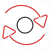 Rotate icon concept in red bold line color vector