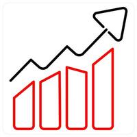 Increase icon concept in red bold line color vector